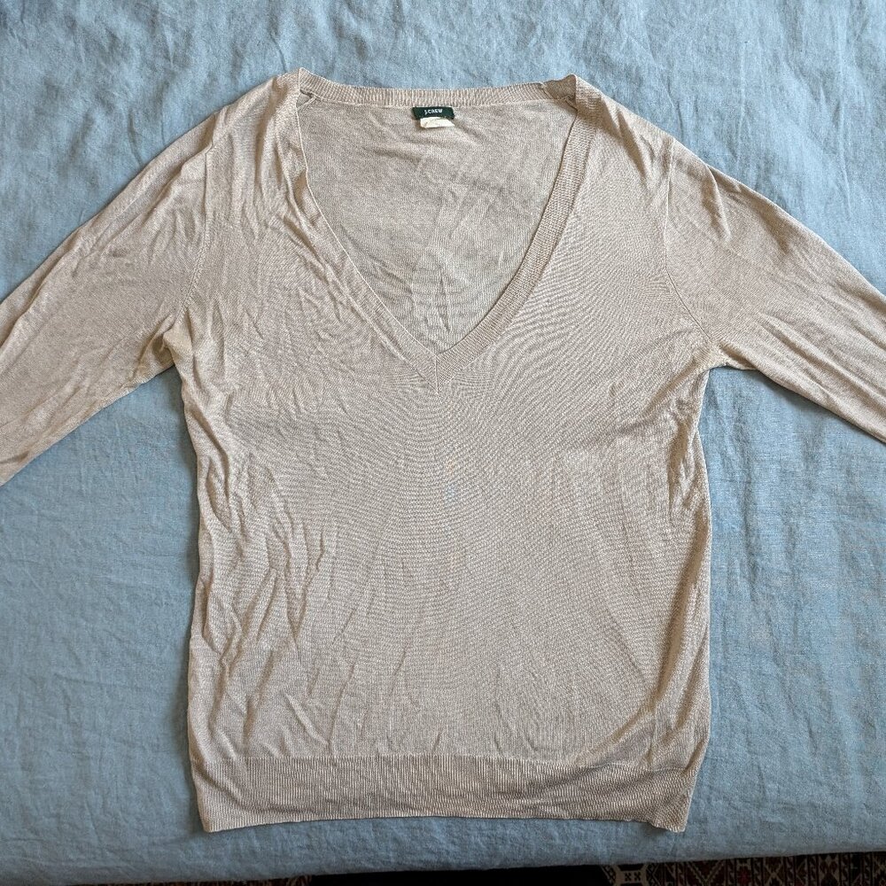 Greige silk/linen J. Crew sweater